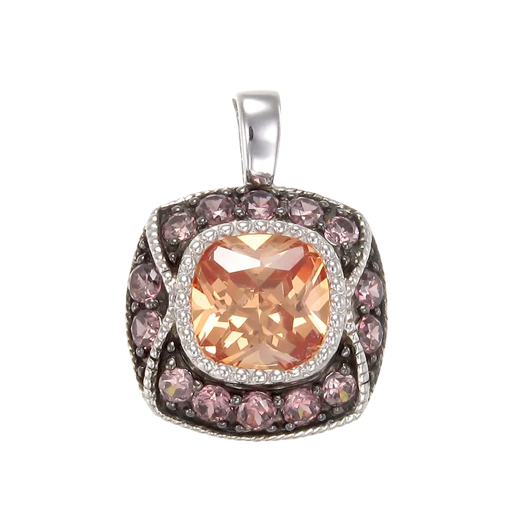 Cloisonne Champagne and Rhodolite Pendant