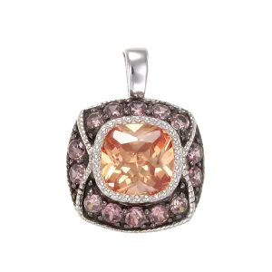 Cloisonne Champagne and Rhodolite Pendant