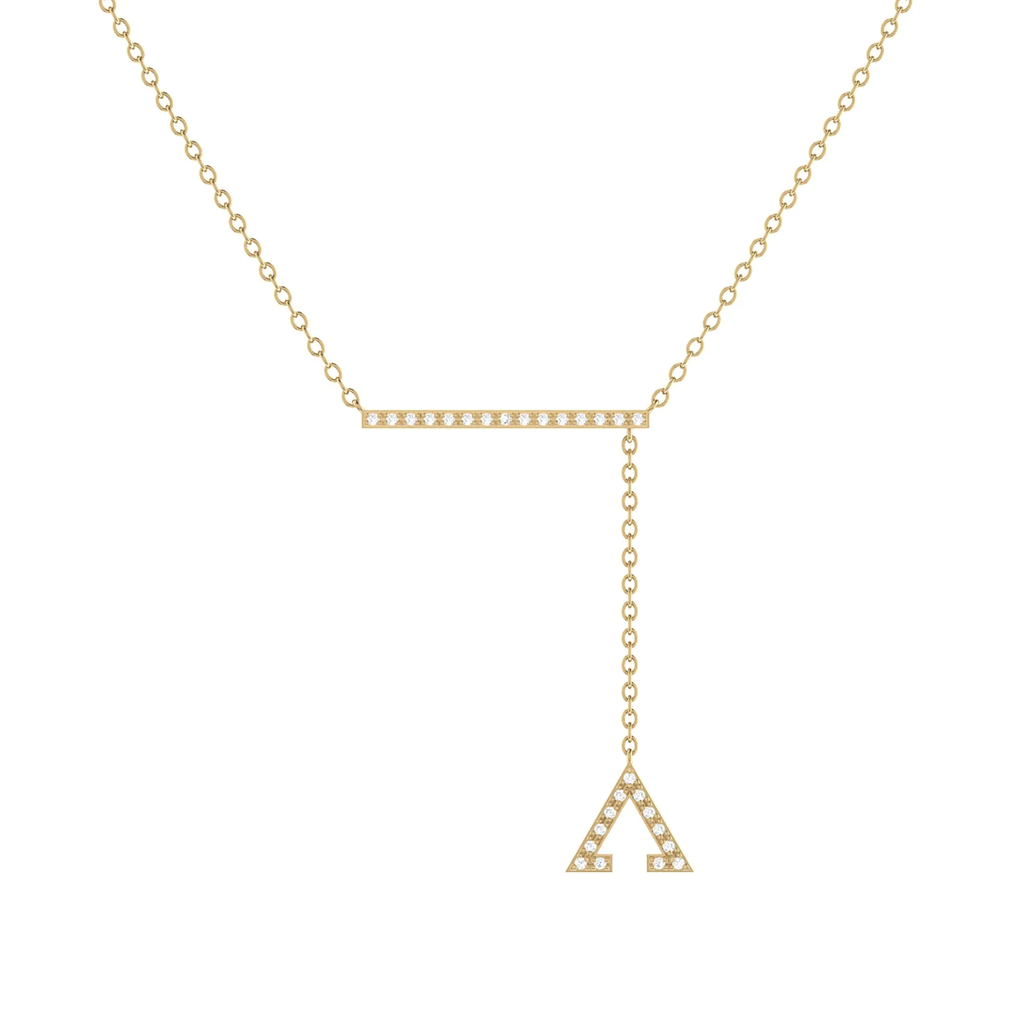 Crane Lariat Bolo Adjustable Triangle Diamond Necklace in 14K Yellow Gold