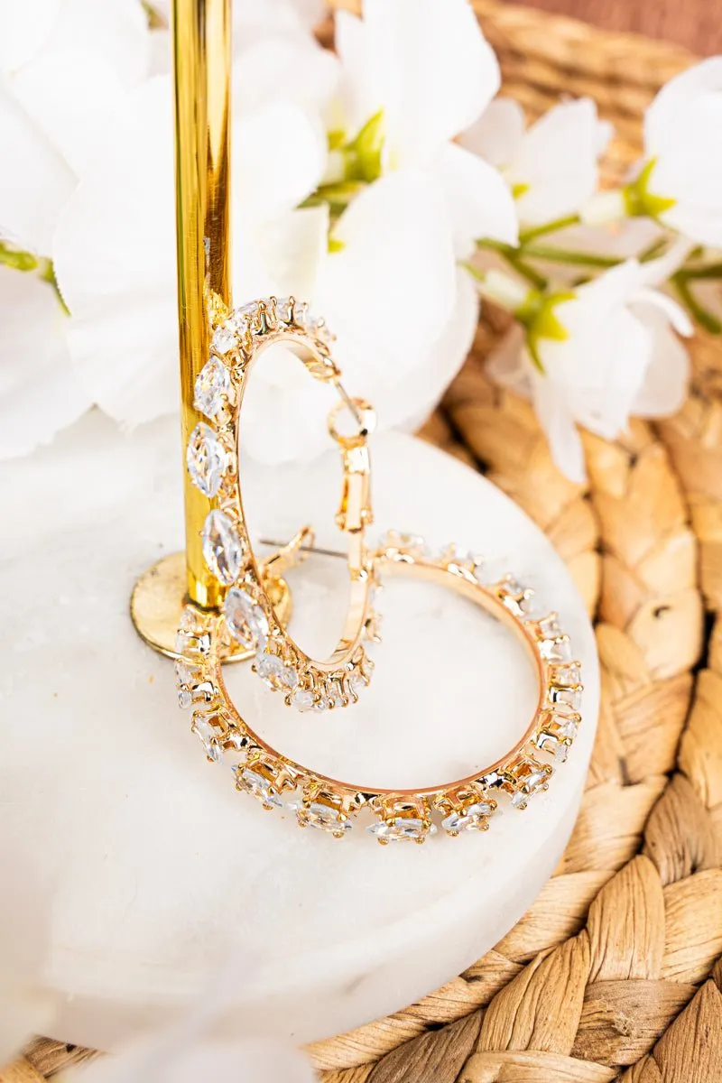 Crystal Avenue Harlow Goldtone Crystal Hoop Earrings