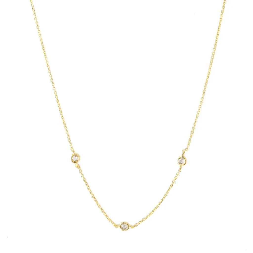 Crystal Bezel Trio Necklace