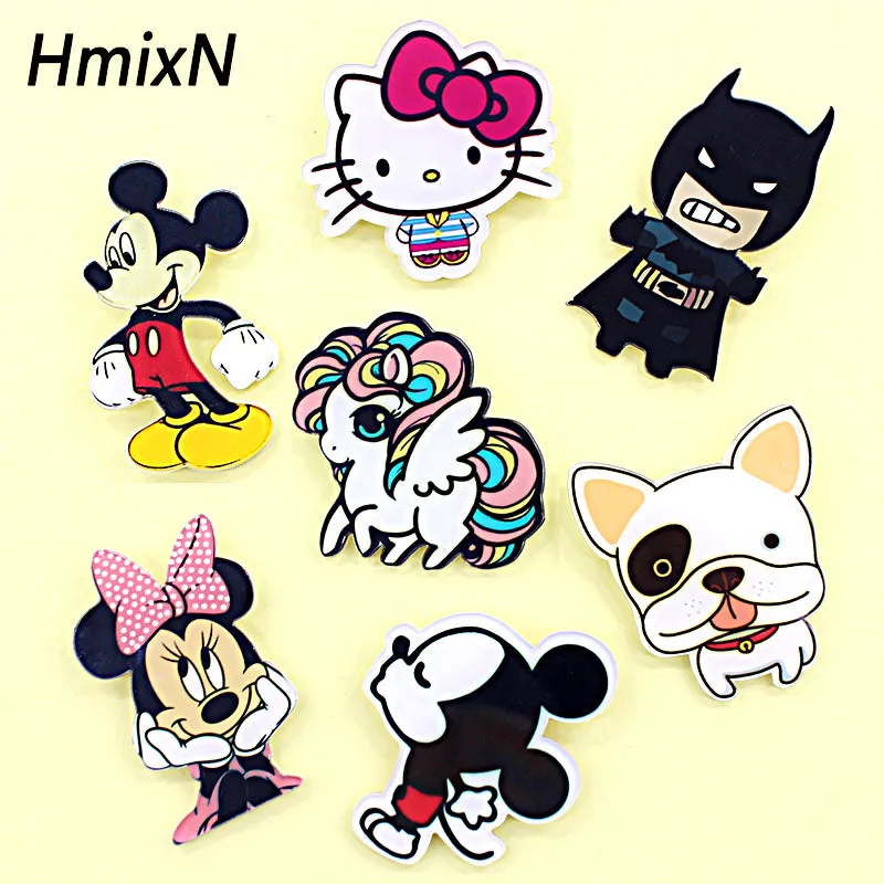 cute Animal acrylic Cartoon Brooches Pin lovely cat and dog Bear lapel pin small Minne Hello kitty Broches batman enamel jewelry