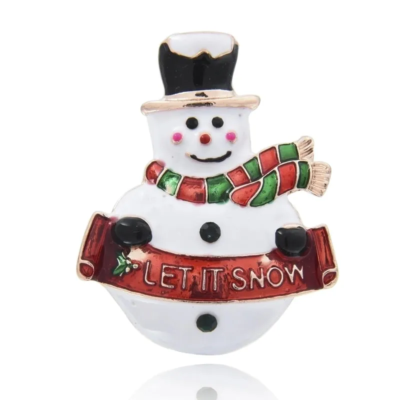 Cute Christmas Tree Snowman Alloy Rhinestone Enamel Women's Brooches