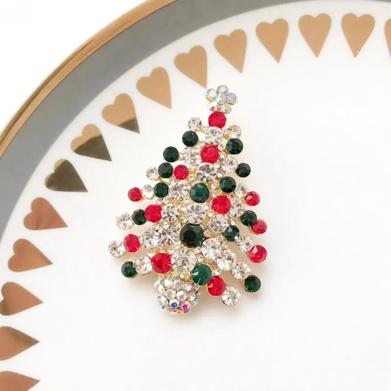 Cute Christmas Tree Snowman Alloy Rhinestone Enamel Women's Brooches