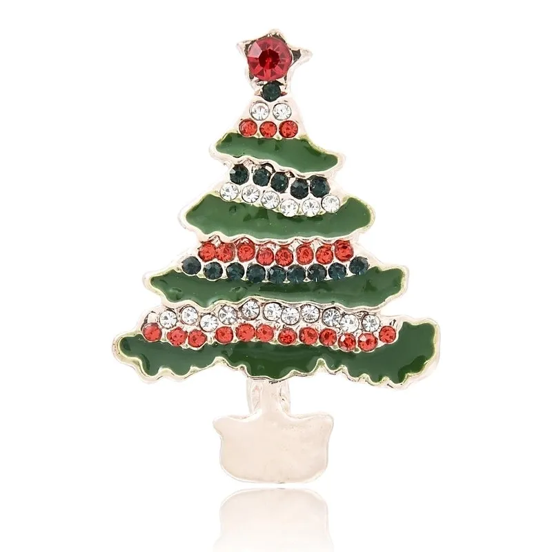 Cute Christmas Tree Snowman Alloy Rhinestone Enamel Women's Brooches