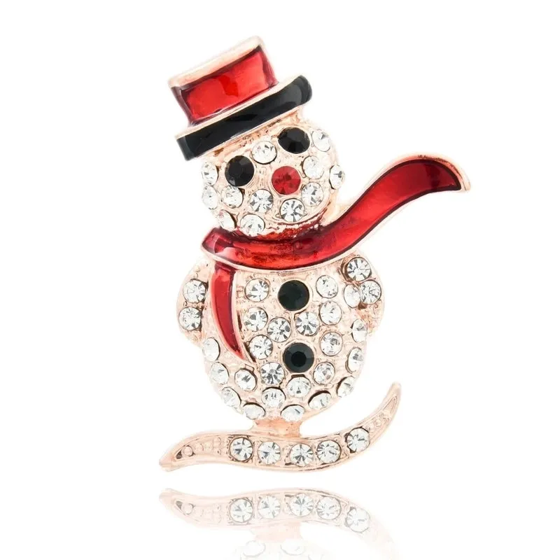 Cute Christmas Tree Snowman Alloy Rhinestone Enamel Women's Brooches