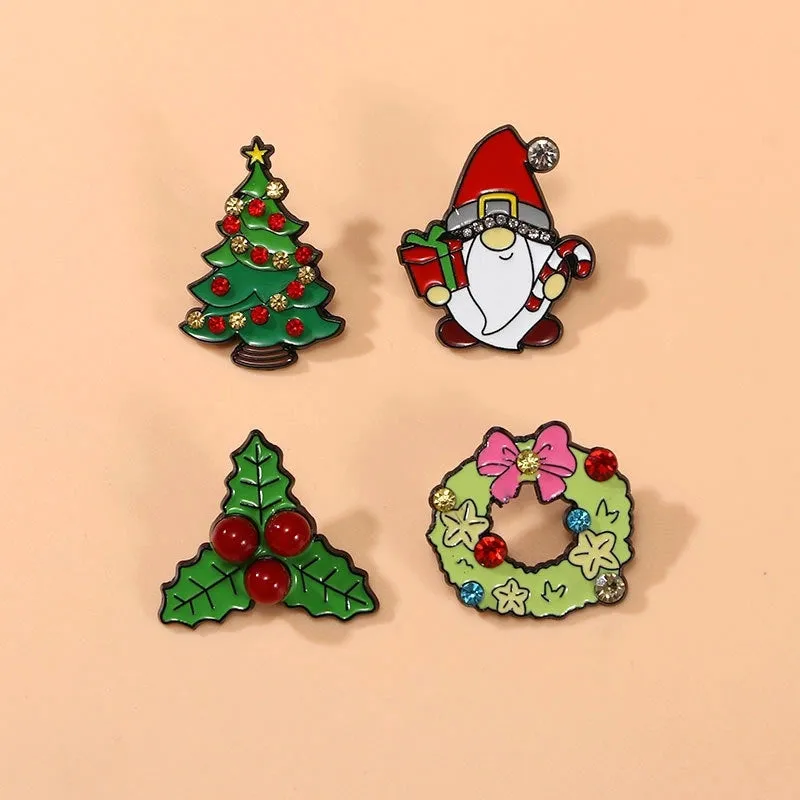 Cute Pin Christmas Tree Santa Claus Zinc Alloy Enamel Unisex Brooches