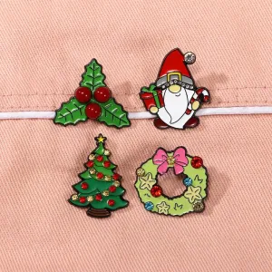 Cute Pin Christmas Tree Santa Claus Zinc Alloy Enamel Unisex Brooches