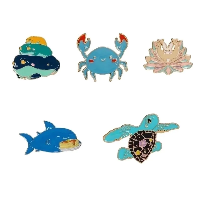 Cute Pin Crab Shark Alloy Enamel Unisex Brooches