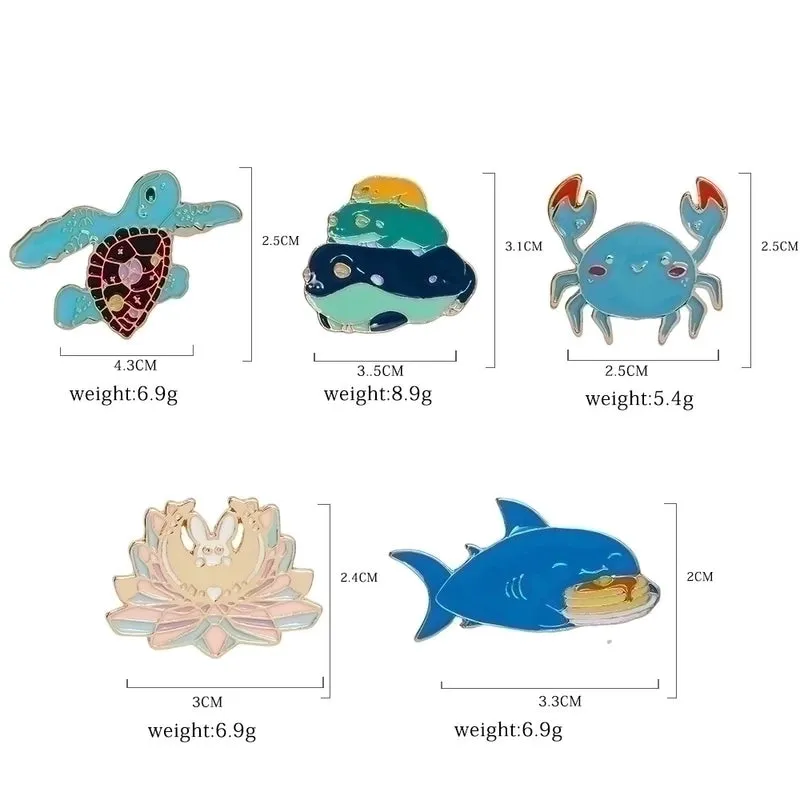 Cute Pin Crab Shark Alloy Enamel Unisex Brooches