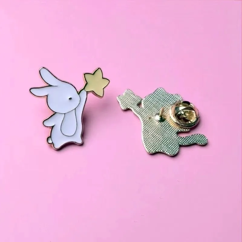 Cute Pin Rabbit Fox Cat Alloy Enamel Couple Brooches