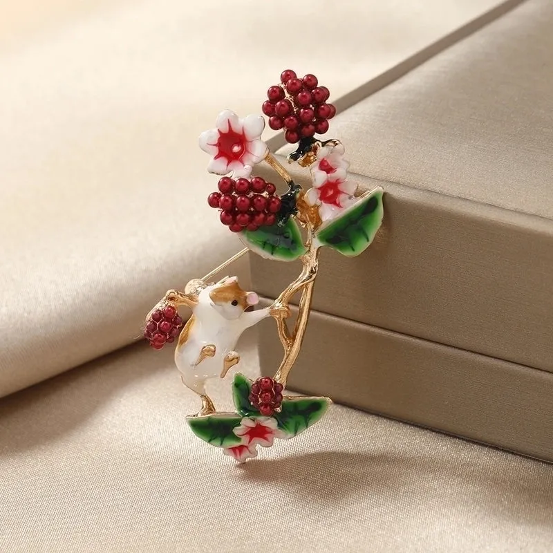 Cute Pin Squirrel Flower Grape Alloy Enamel Plating Unisex Brooches