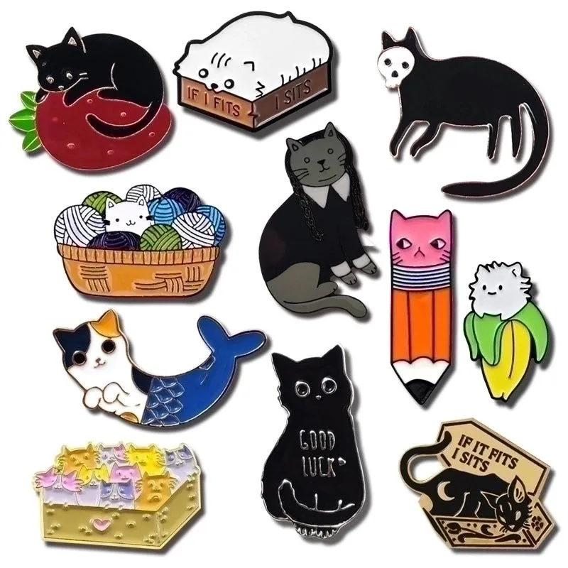 Cute Streetwear Pin Cat Alloy Enamel Women'S Brooches