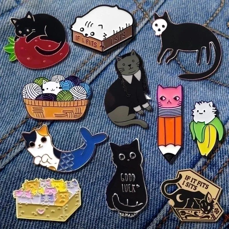 Cute Streetwear Pin Cat Alloy Enamel Women'S Brooches