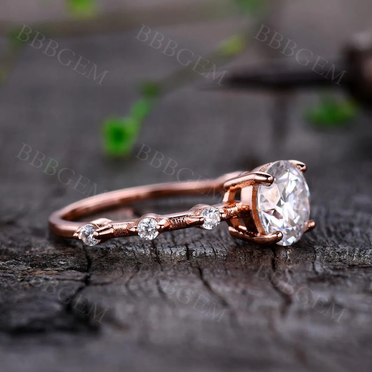 Dainty Moissanite Engagement Ring 1.25CT Round Cut In 14k/18k Rose Gold