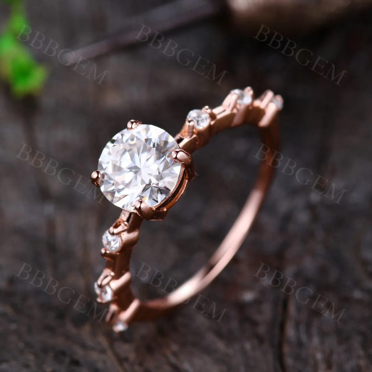 Dainty Moissanite Engagement Ring 1.25CT Round Cut In 14k/18k Rose Gold