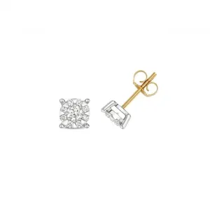 Diamond Jewellery 9ct Gold 2.50ct Look Earrings ED189