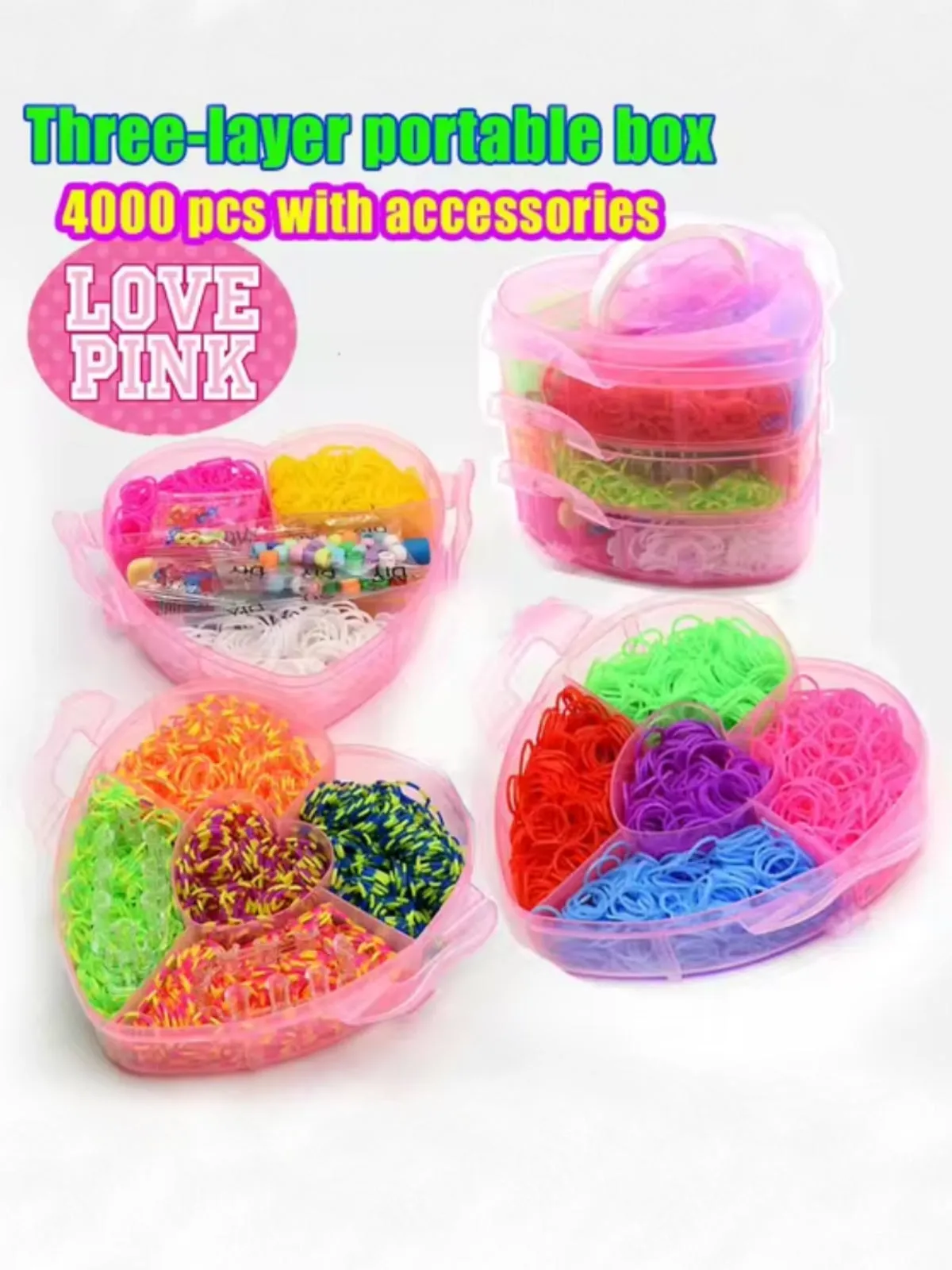 DIY Rubber Loom Bands Heart Box Set