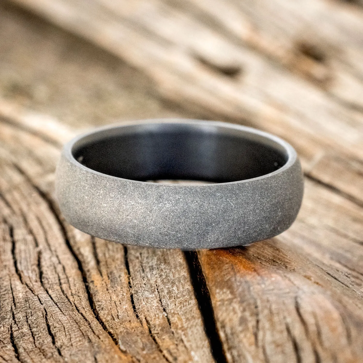 DOMED PROFILE WEDDING BAND WITH SANDBLASTED FINISH - BLACK ZIRCONIUM (6MM) - SIZE 9 1/4