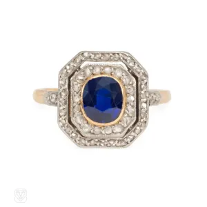 Edwardian sapphire and diamond ring, France