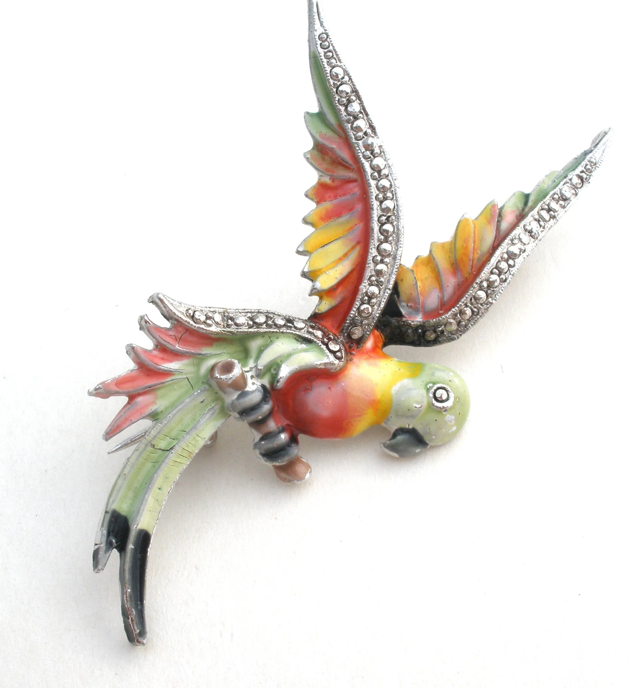 Enamel Bird in Flight Bird Brooch Pin Vintage