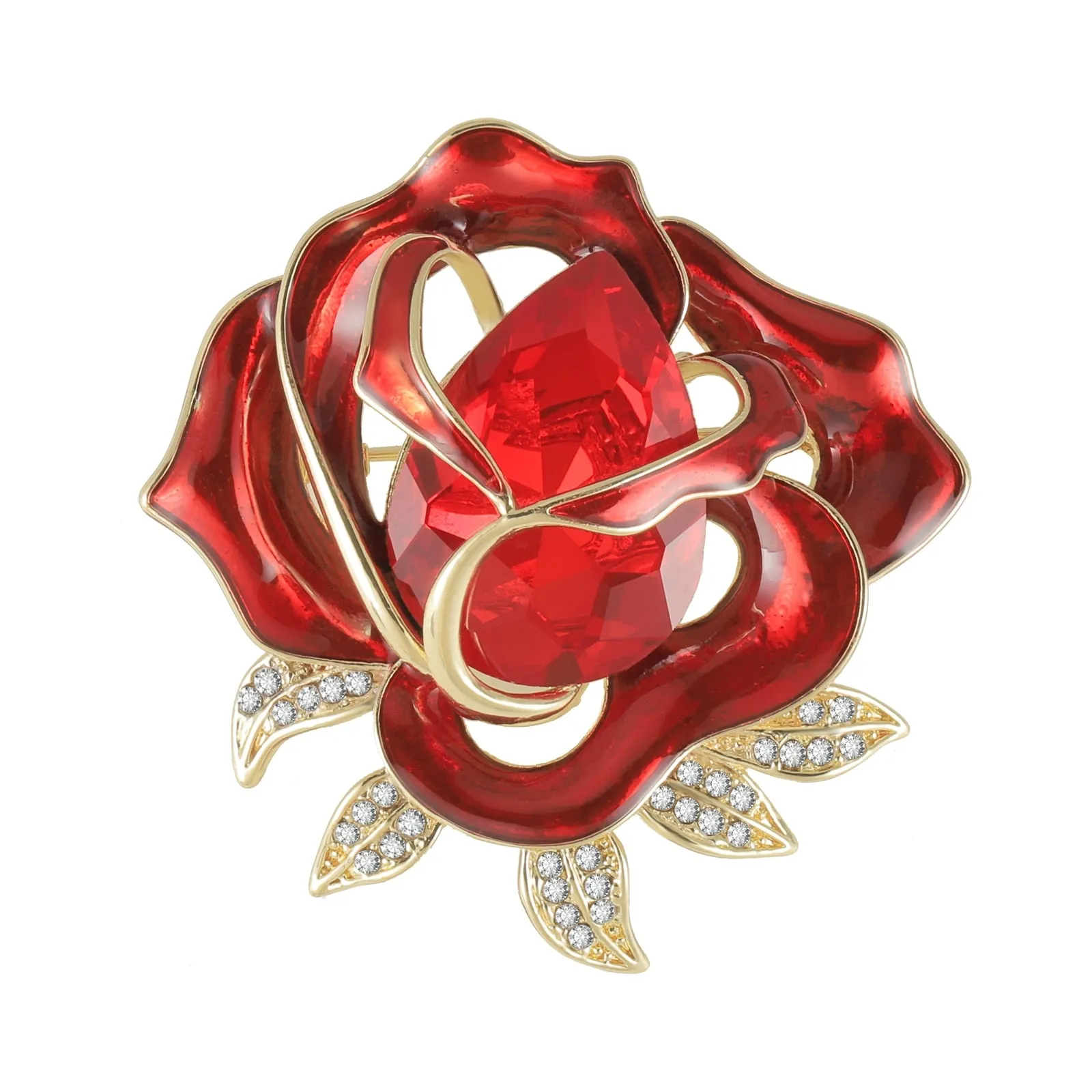 Enamel Flower Rhinestone Brooches