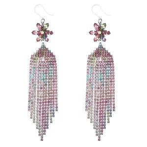 Exaggerated Dripping Flower Bling Dangles Hypoallergenic Earrings for Sensitive Ears Made with Plastic Posts