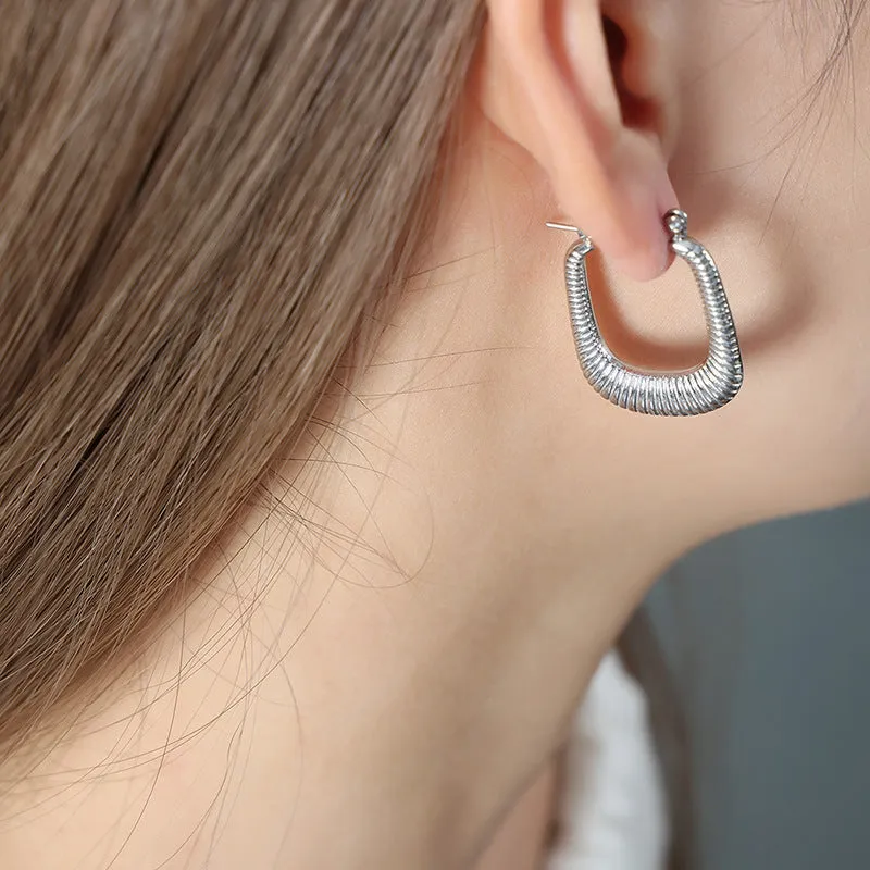 Exaggerated Geometric U-Shaped Titanium Steel Earrings for Women