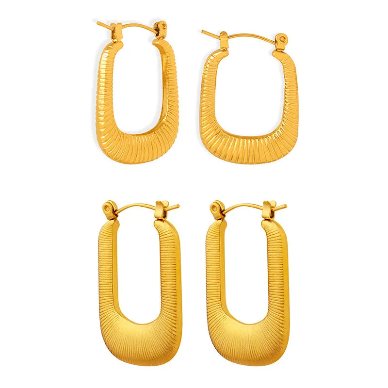 Exaggerated Geometric U-Shaped Titanium Steel Earrings for Women