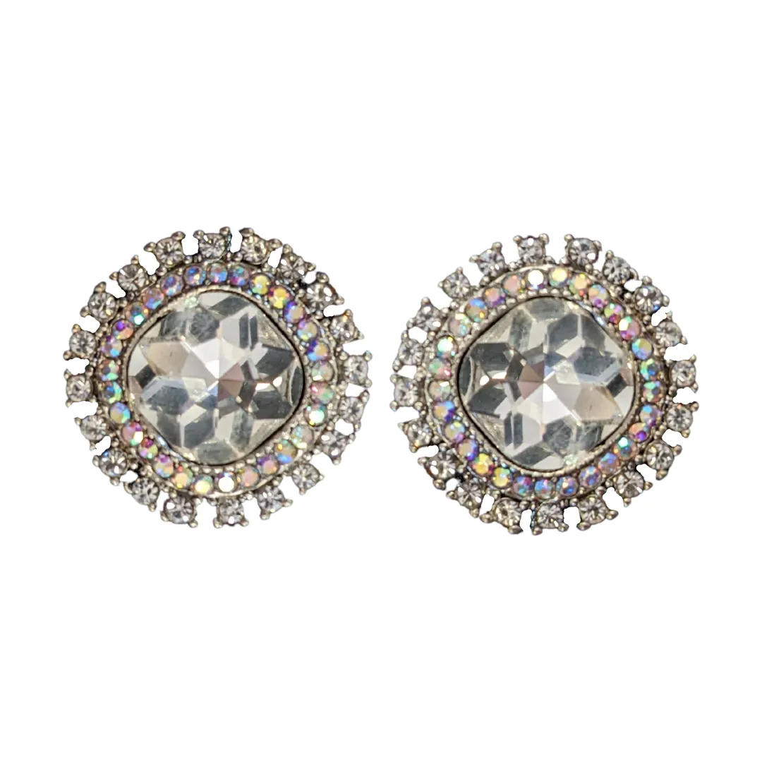 Extra Large Crystal Clip On Earrings