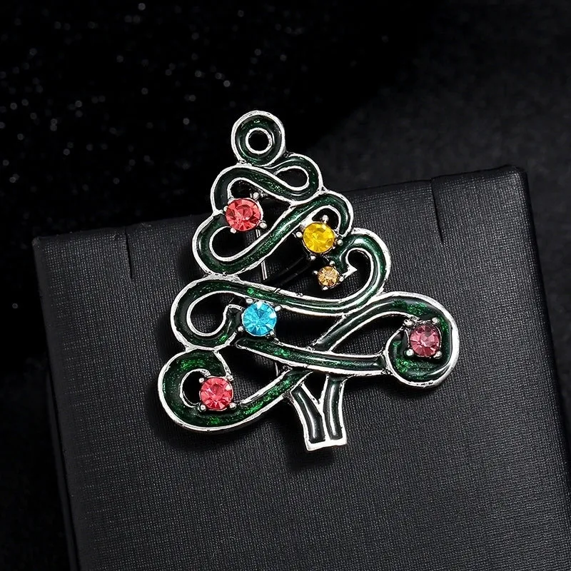 Fashion Christmas Tree Heart Shape Snowflake Alloy Enamel Artificial Pearls Rhinestones Unisex Brooches