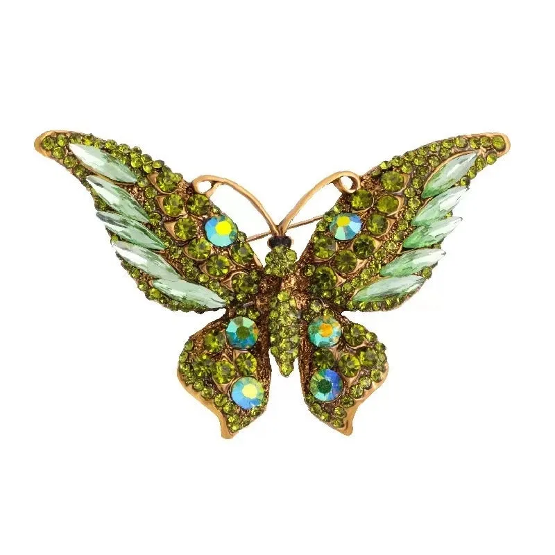 Fashion Pin Butterfly Alloy Enamel Rhinestones Women'S Brooches