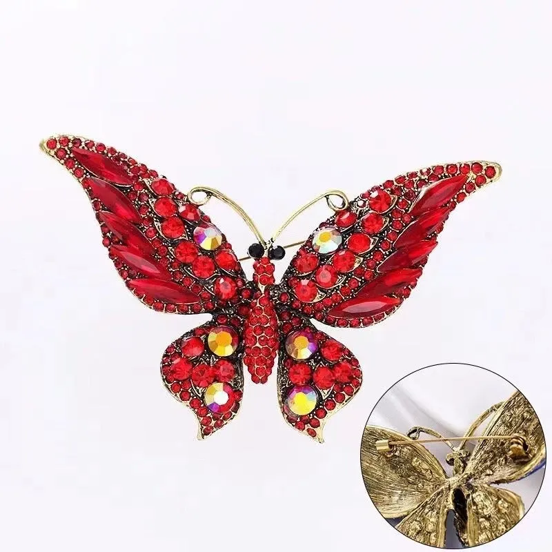 Fashion Pin Butterfly Alloy Enamel Rhinestones Women'S Brooches