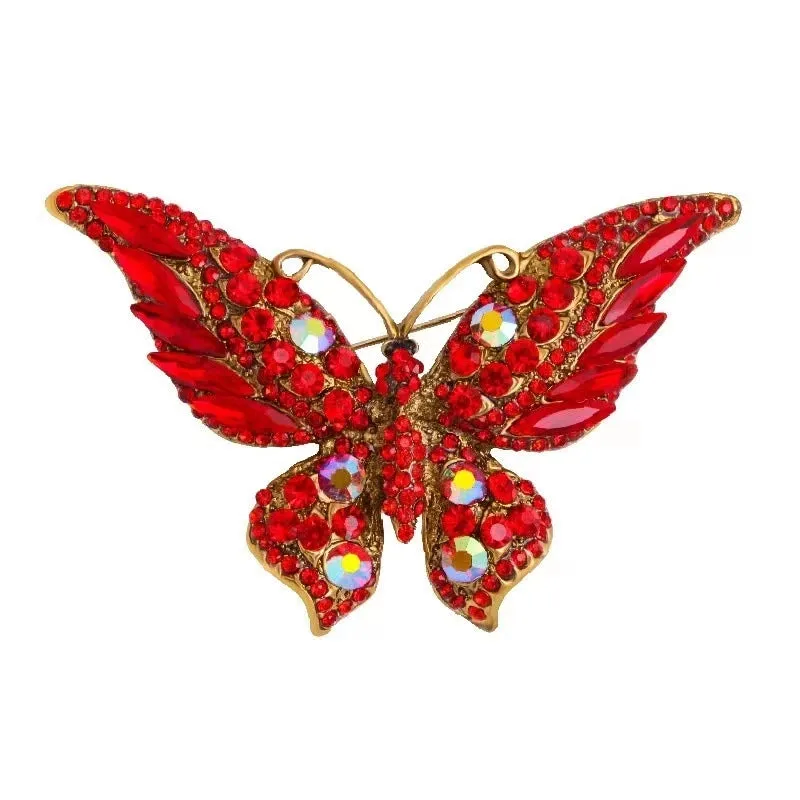 Fashion Pin Butterfly Alloy Enamel Rhinestones Women'S Brooches