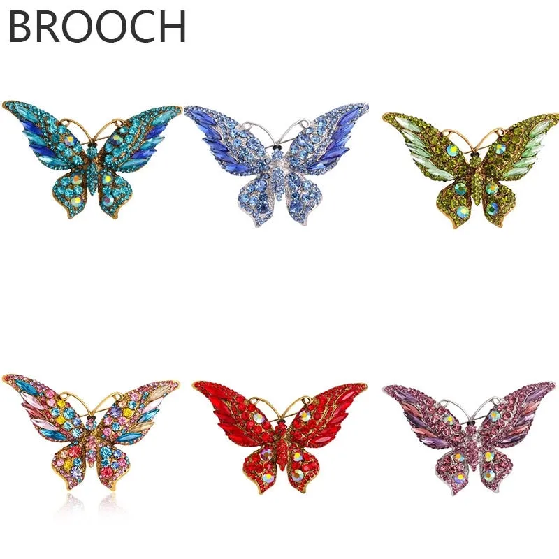 Fashion Pin Butterfly Alloy Enamel Rhinestones Women'S Brooches