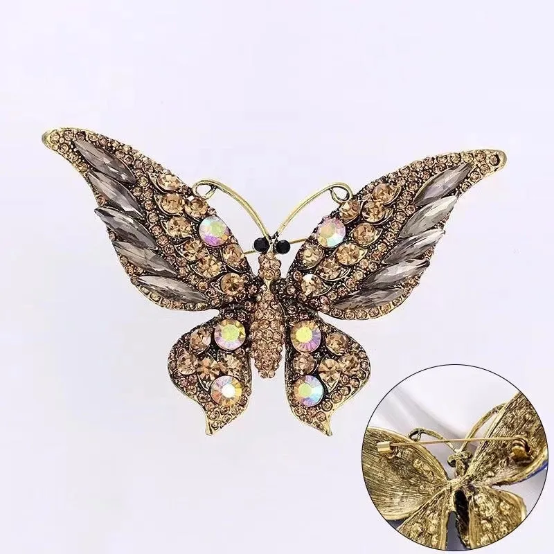 Fashion Pin Butterfly Alloy Enamel Rhinestones Women'S Brooches