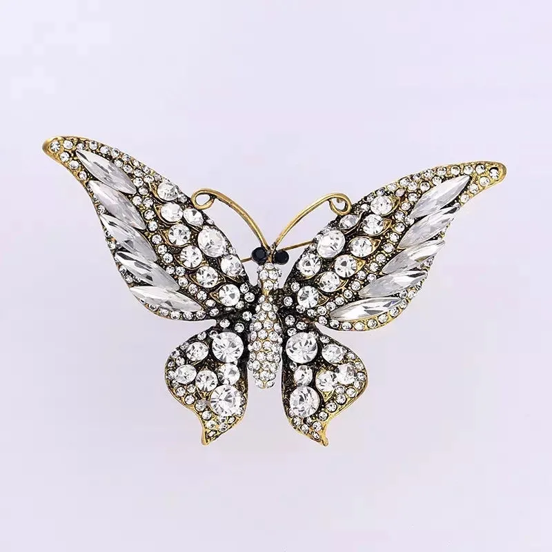 Fashion Pin Butterfly Alloy Enamel Rhinestones Women'S Brooches