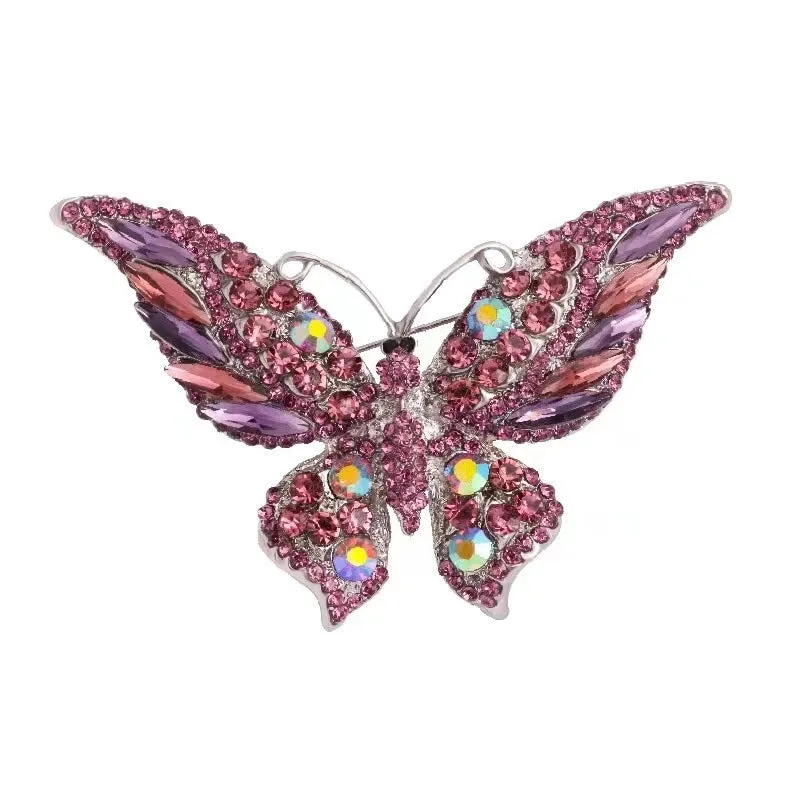 Fashion Pin Butterfly Alloy Enamel Rhinestones Women'S Brooches