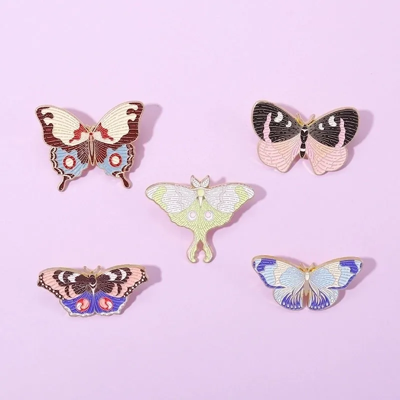 Fashion Pin Butterfly Alloy Enamel Stoving Varnish Women'S Brooches