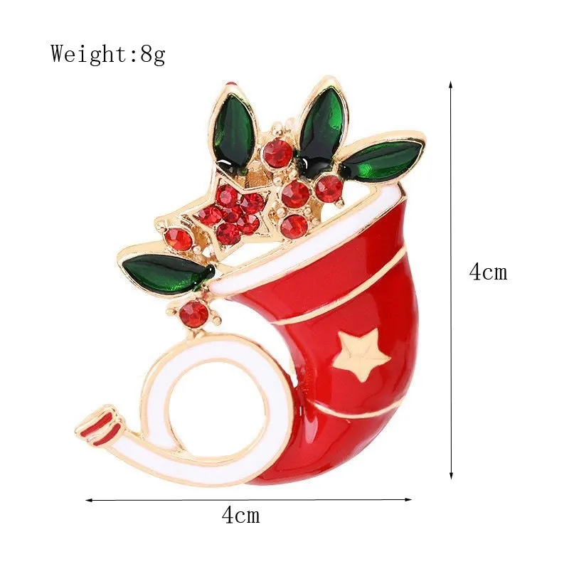 Fashion Pin Christmas Tree Santa Claus Elk Alloy Enamel Rhinestones Unisex Brooches