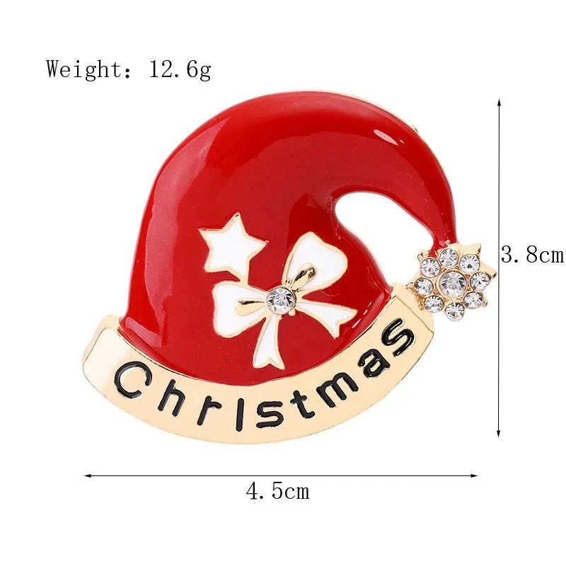 Fashion Pin Christmas Tree Santa Claus Elk Alloy Enamel Rhinestones Unisex Brooches