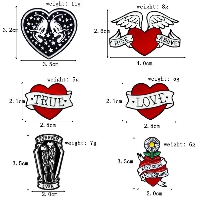 Fashion Pin Heart Shape Alloy Enamel Flowers Unisex Brooches