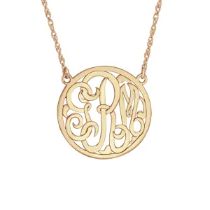 Fink's 15mm Classic Bordered Monogram Necklace