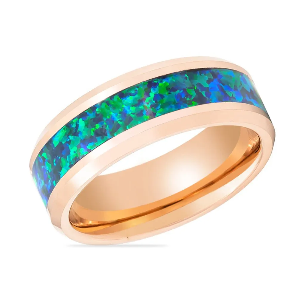 FUROR | Tungsten Ring Green Opal Inlay