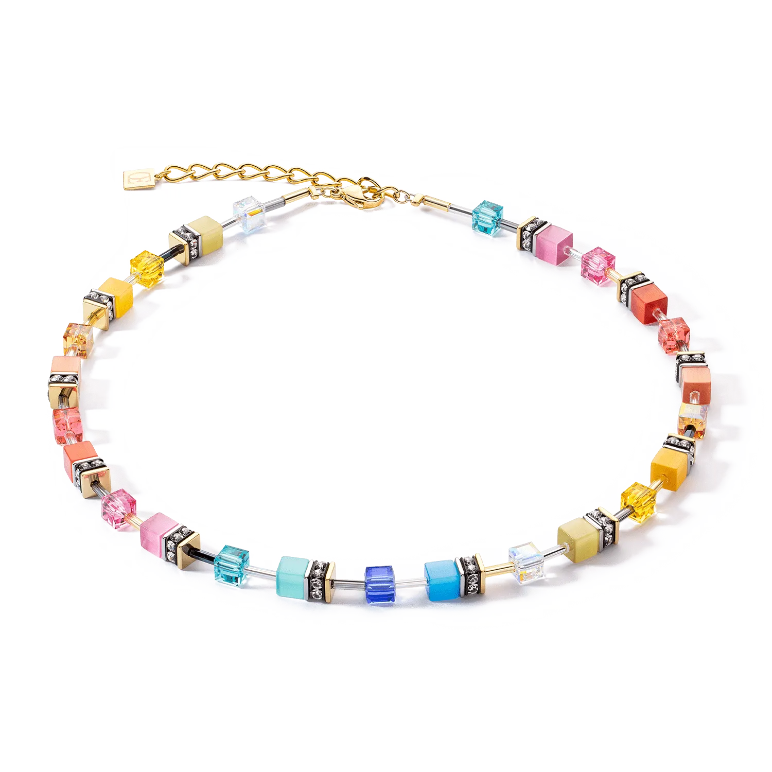 GeoCube Iconic Classic Multicolor Gold Necklace