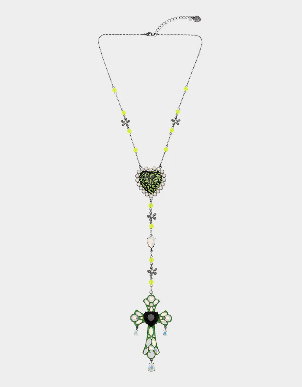 GHOUL FRIENDS CROSS Y NECKLACE GREEN