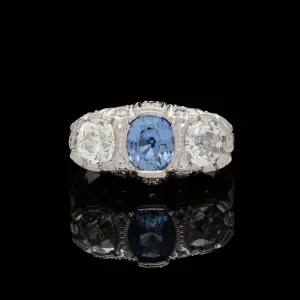 GIA 1.30-ct Unheated Sapphire & Diamond Platinum Ring