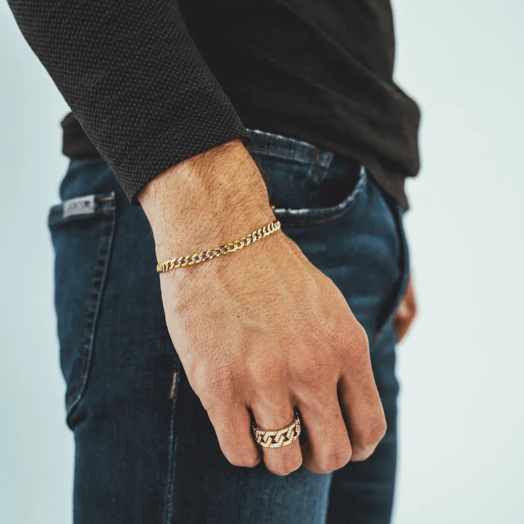 Gold Pave Curb Bracelets