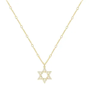 Gold/Silver David Star CZ Necklaces