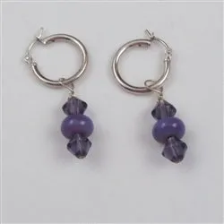 Handmade Lilac Bead Crystal Earrings